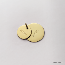 Lade das Bild im Galerie-Viewer, KAT EVE 'Double Disc' Anhänger Ø 10 & 14 mm echtes Gold 333 Gelbgold