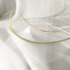 KAT EVE 'Classic Curb Short' Kette 40 cm Länge 1 mm Breite echtes 333 (8k) Gold