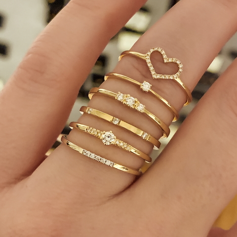 KAT EVE 'Hauchdünnes Herz' Ring mit echten Diamanten echtes 585 Gold