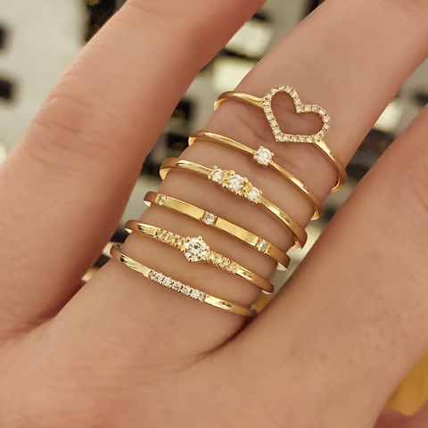 KAT EVE 'Romantic Row' Ring mit fünf echten Diamanten echtes 585 Gold