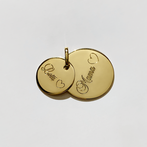 KAT EVE 'Double Disc' Anhänger Ø 10 & 14 mm echtes Gold 333 Gelbgold