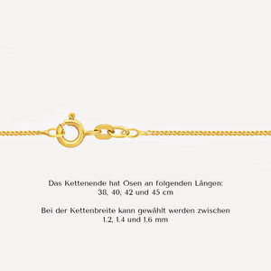 KAT EVE Verstellbare Flachpanzerkette 'Charlie Short'  38, 40, 42, 45 cm 333 (8k) echtes Gold