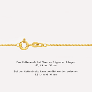 KAT EVE Verstellbare Flachpanzerkette 'Charlie Medium'  45, 50, 55 cm 333 (8k) echtes Gold