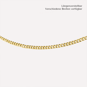 KAT EVE Verstellbare Flachpanzerkette 'Charlie Long'  60, 65, 70 cm 333 (8k) echtes Gold