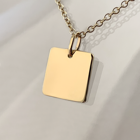 KAT EVE 'Simple Square Medium' Anhänger mit Kette echtes Gold